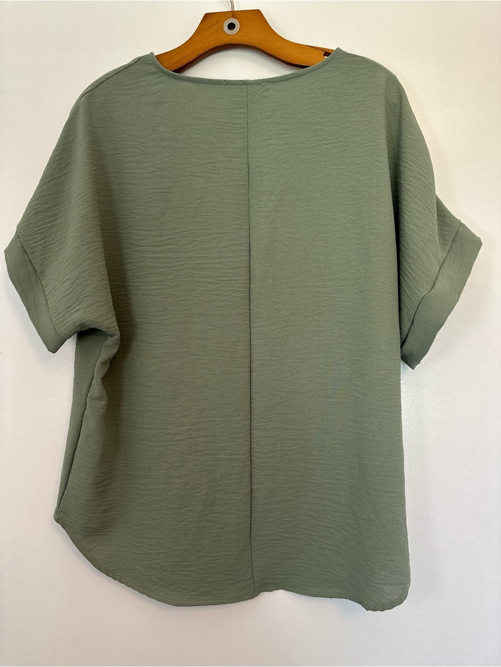 Olive Green Short Sleeve Women's Top - Picture 4 of 4